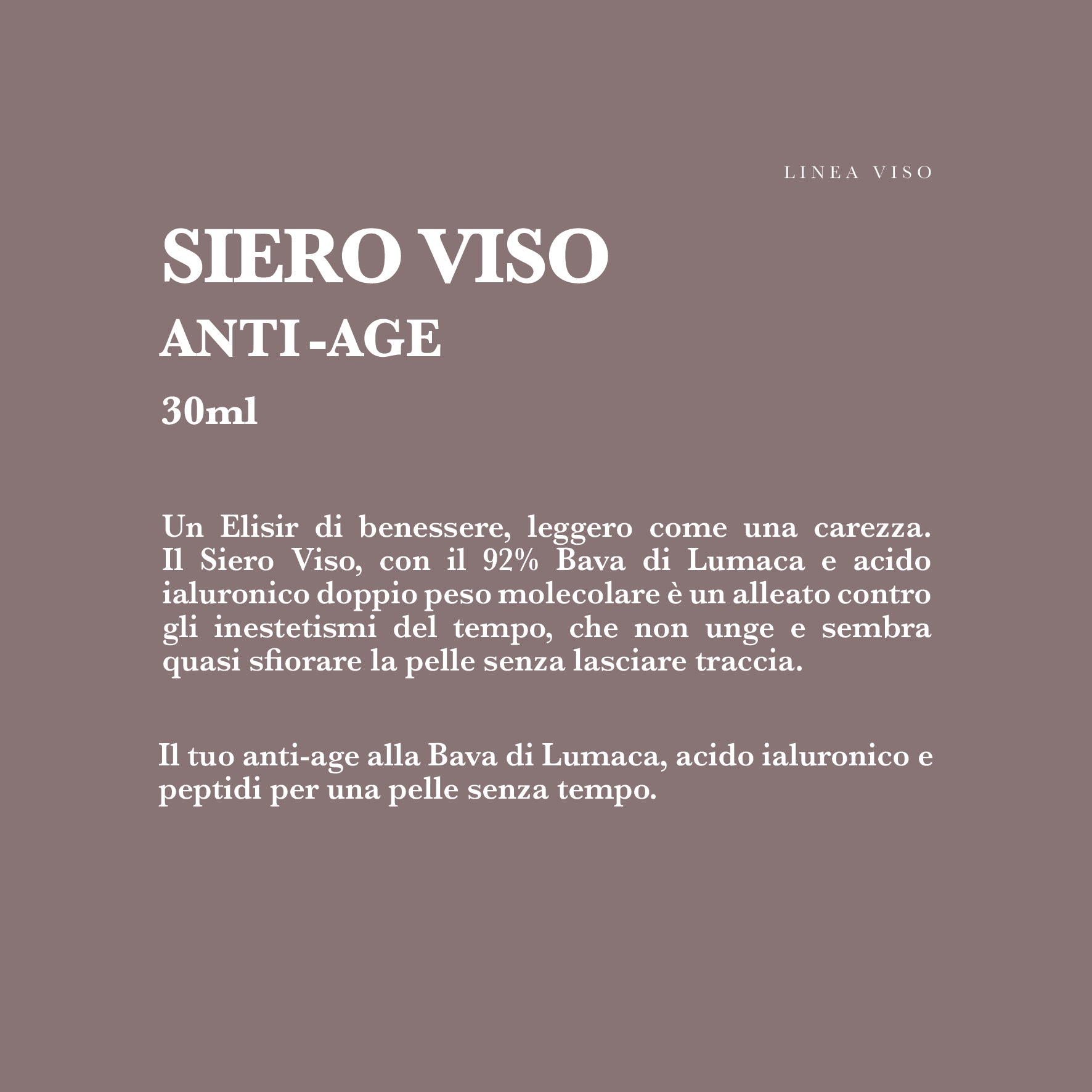 SIERO VISO Anti-Age con 92% Bava di Lumaca e Acido Ialuronico