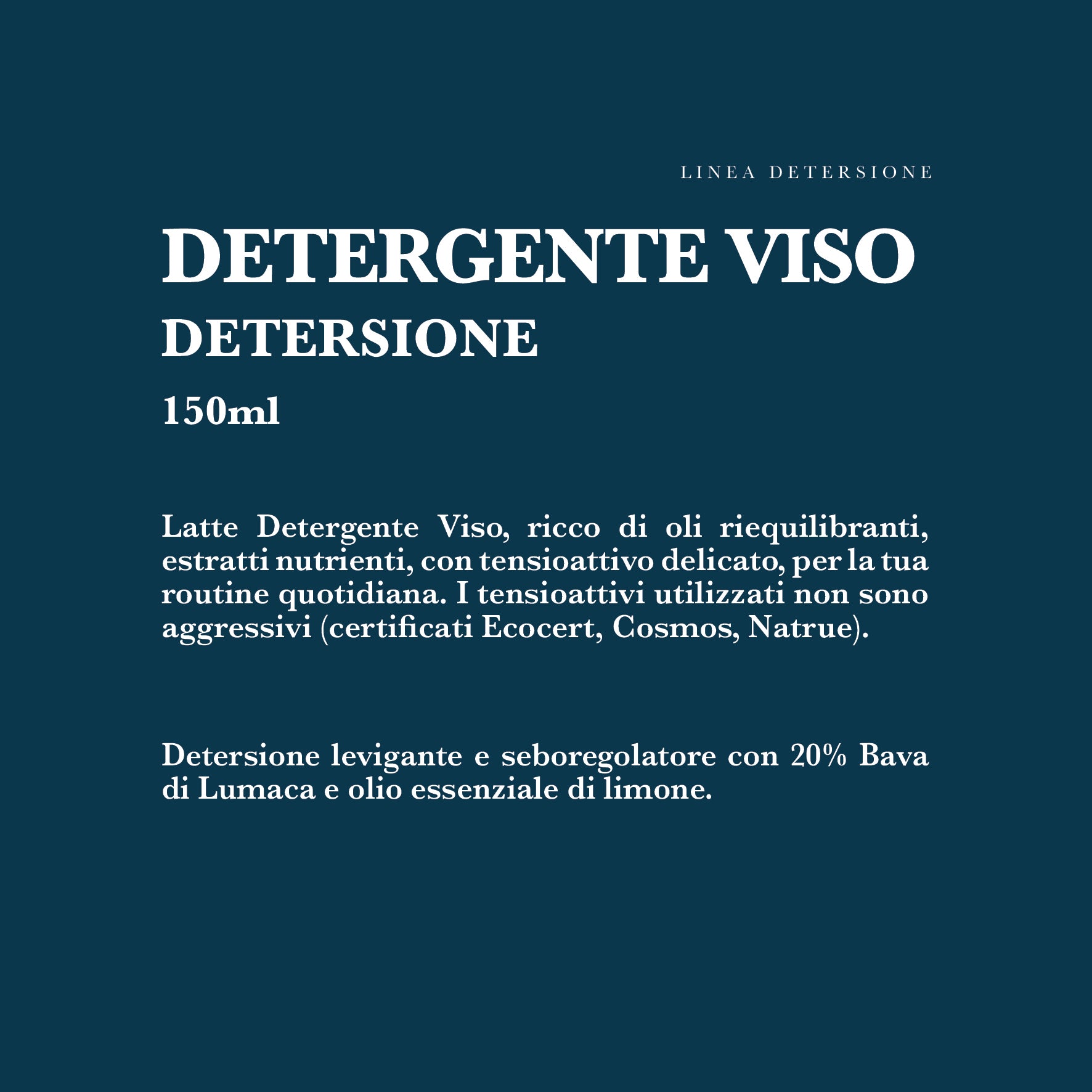 DETERGENTE VISO con Bava di Lumaca, Olio di Mandorla e Olio essenziale di Limone