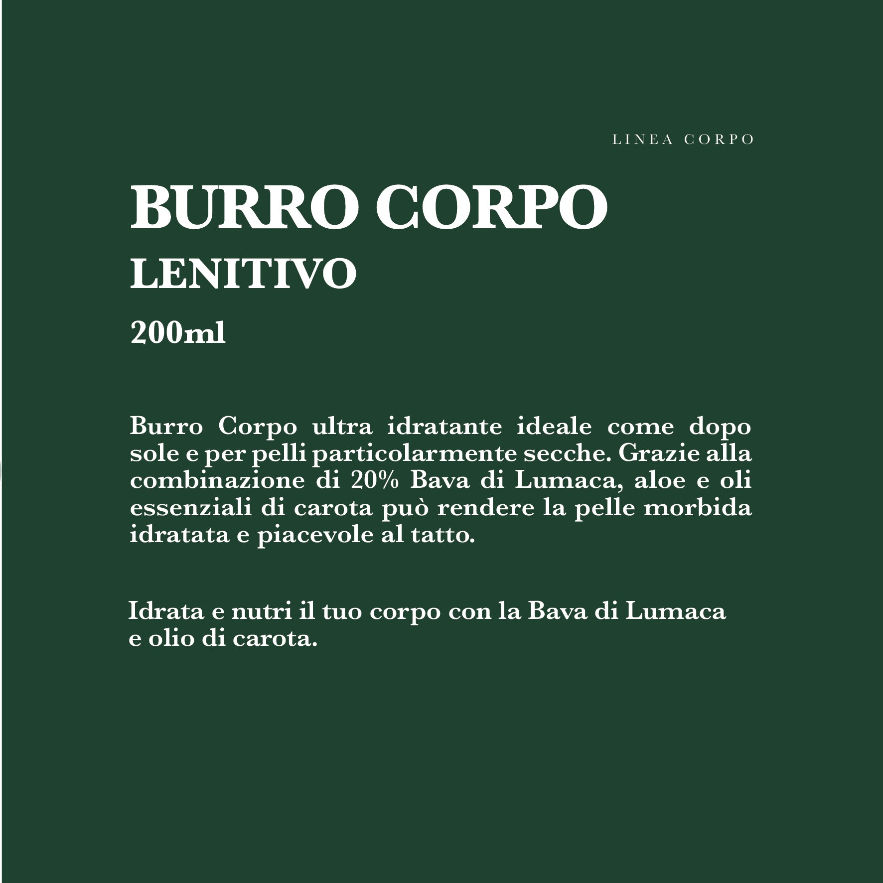 BURRO CORPO Ultraidratante - Lenitivo - Dopo sole