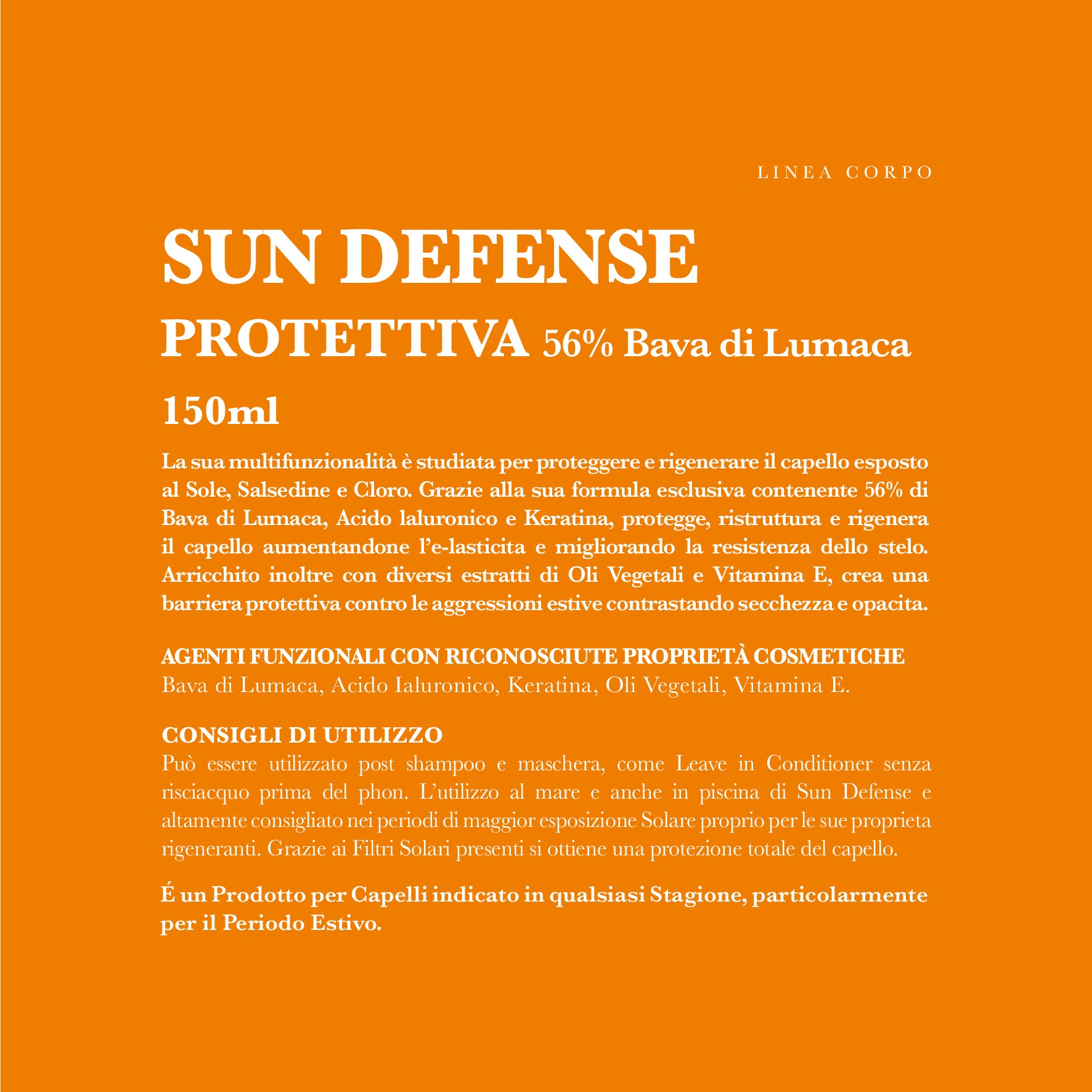 PROTEZIONE CAPELLI SUN DEFENSE con il 56% di Bava di Lumaca