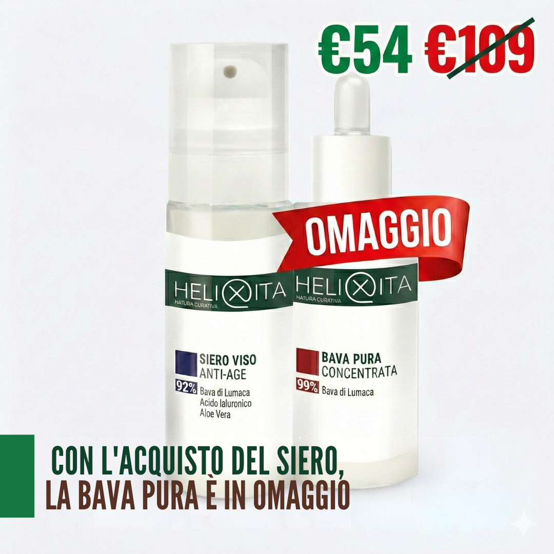 Kit Intensivo Anti-Age — Siero al 92% bava di lumaca + Attivatore Bava di lumaca concentrata 99% in omaggio