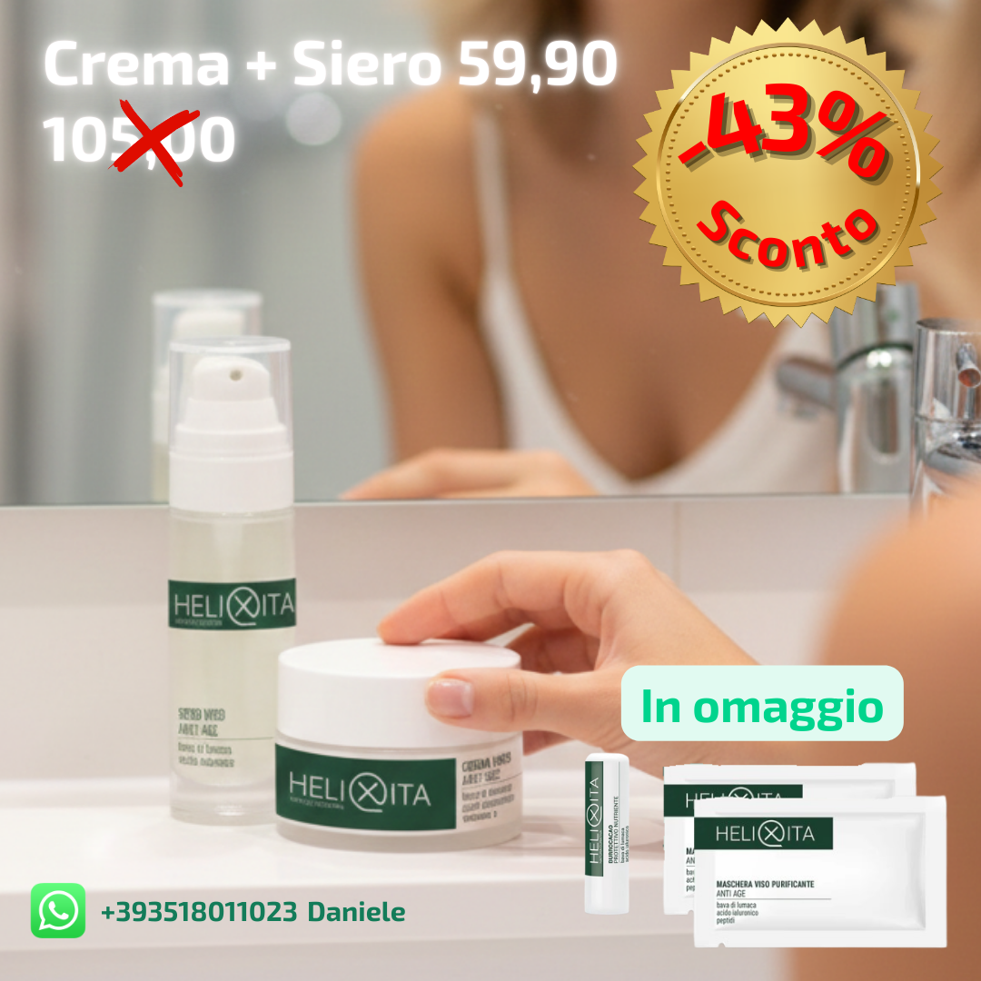 Crema 80% + Siero Anti age 92% 🎁 con Burro Labbra e 2 Maschere Viso in omaggio