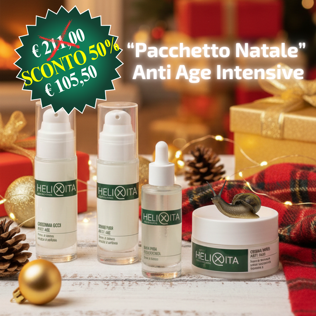 🎁 🎄 Pacchetto Natale50 Anti Age Intensive inverti l'orologio biologico della Tua pelle: Crema viso + Siero viso + Contorno occhi + Bava pura