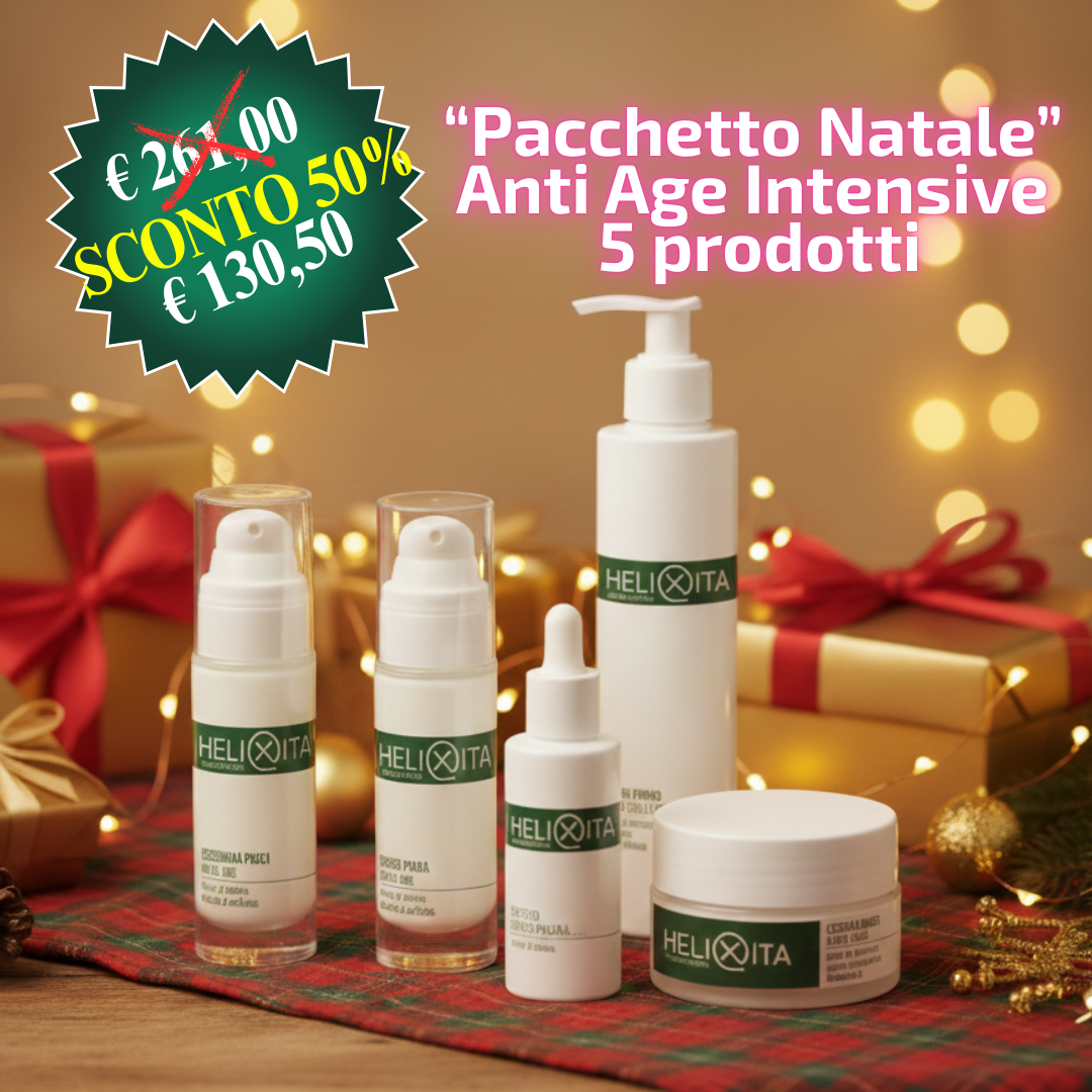 🎁 🎄 Pacchetto Natale50 Anti Age Intensive inverti l'orologio biologico della Tua pelle: Crema viso + Siero viso + Contorno occhi + Bava pura + Burro corpo